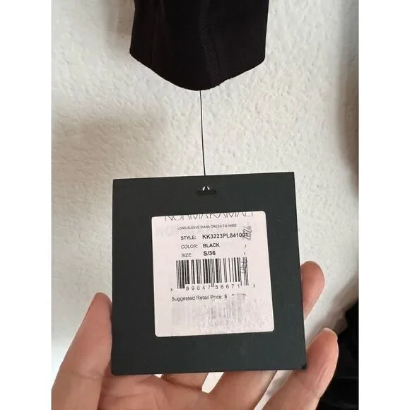 Norma kamali long sleeve diana dress to knee black Small - Picture 6 of 8